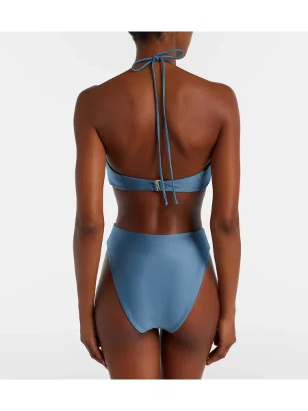 Top Jade Swim cu volane albastru