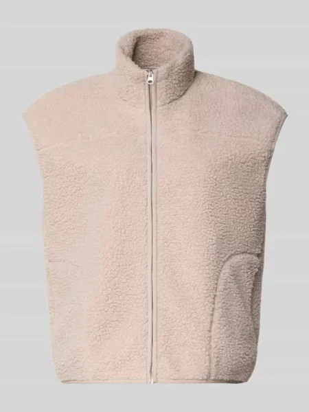 Kamizelka o kroju regular fit z imitacji futerka model ‘SADIA’ Pieces beżowa