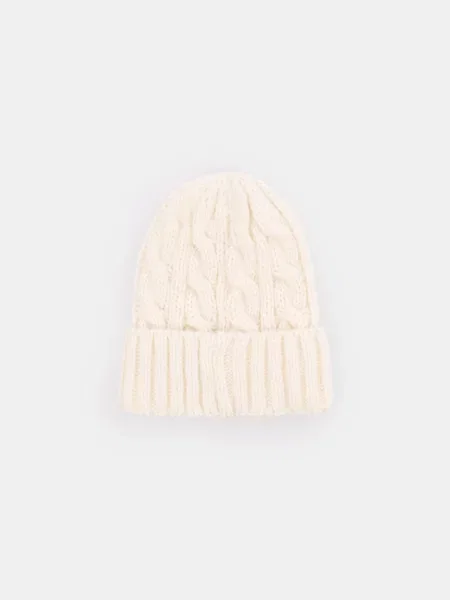Ребриста шапка біні кремовий