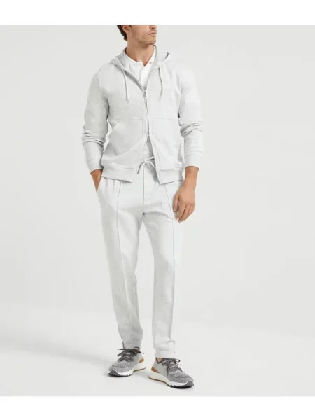 Pantaloni Brunello Cucinelli alergare cu cordon gri