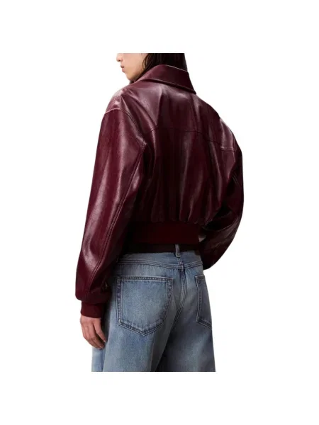 Geacă de blugi Calvin Klein Jeans roșu