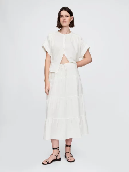 Maxi fusta maxi Gap din muselină alb