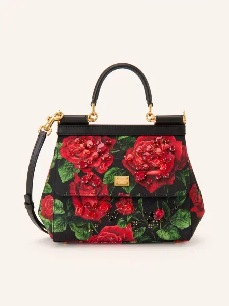 Dolce & Gabbana Kabelka Sicily S Ozdobnými Kamínky tmavě červená / zelená černá