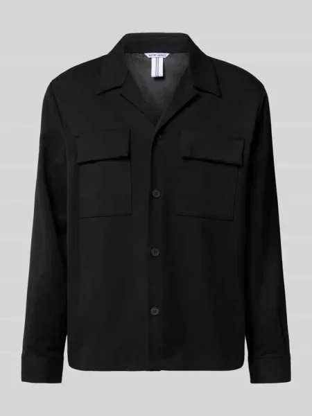 Kurtka koszulowa o kroju regular fit z kołnierzem z połami Antony Morato czarna