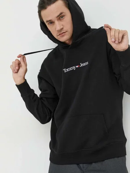 Hanorac cu glugă Tommy Jeans albastru