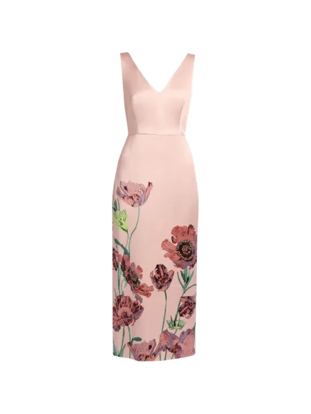 Rochie midi Erdem cu model floral cu imagine roz
