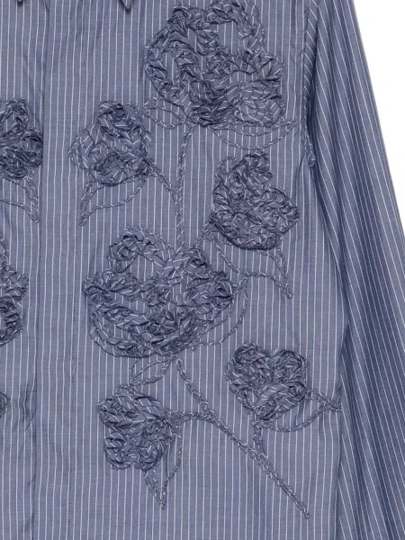 Cămașă Taakk cu broderie cu model floral albastru