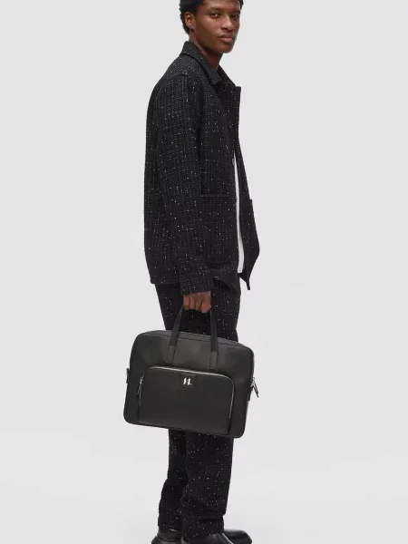 Шкіряна сумка для ноутбука Karl Lagerfeld чорна