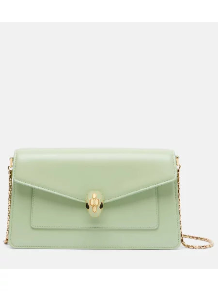 Geanta de piele Bvlgari din piele verde