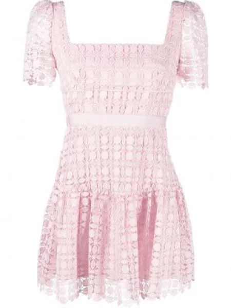 Rochie mini Self-portrait din dantelă scurtă de costum roz