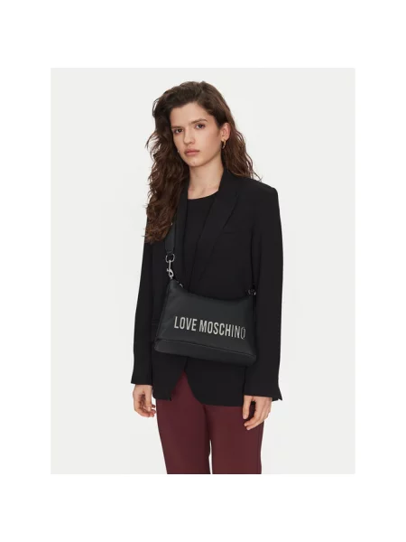 Torebka hobo Love Moschino z autografem czarna