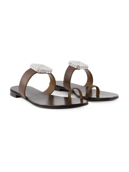 Klapki Giuseppe Zanotti skórzane brązowe