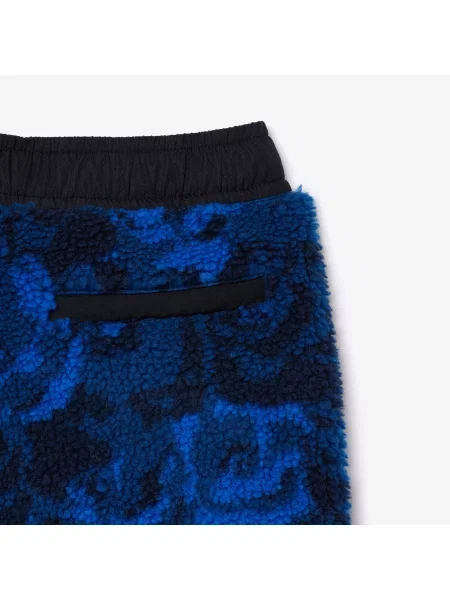 Lacoste Spodnie Dresowe Z Kwiatowym Wzorem Sherpa granatowe