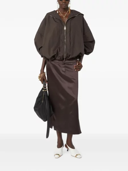 Lung fustă Max Mara din satin maro