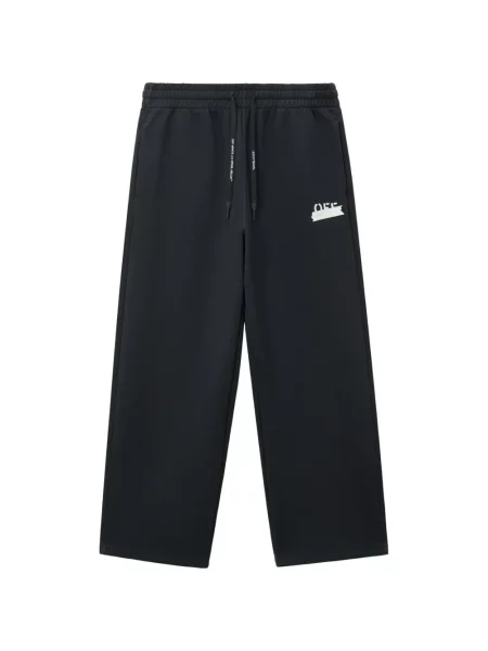 Pantaloni Off-white alergare cu cordon alb