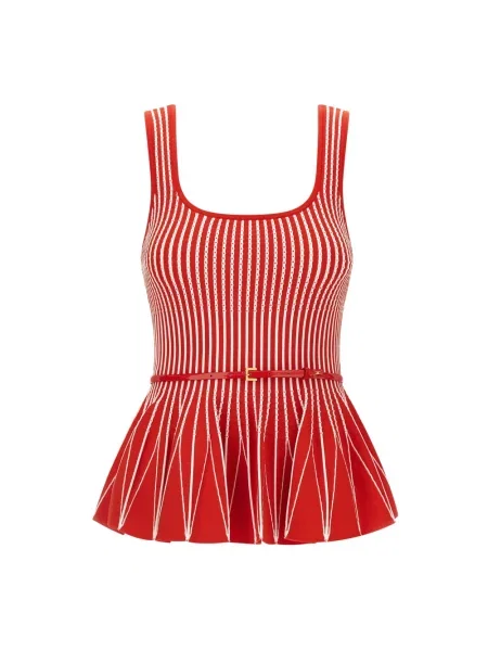 Sweter Elisabetta Franchi w paski czerwony