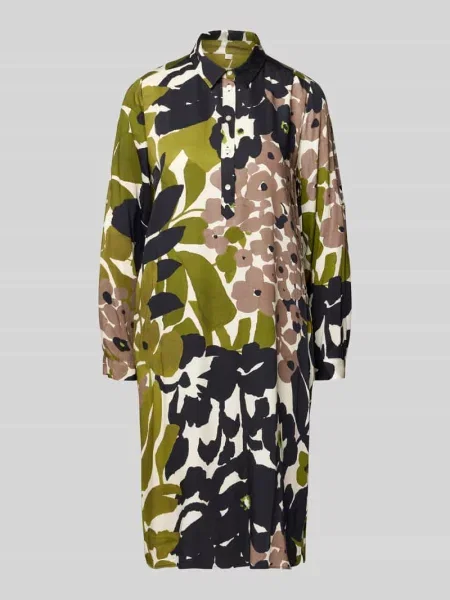 Sukienka koszulowa o długości do kolan z krótką listwą guzikową Milano Italy zielona