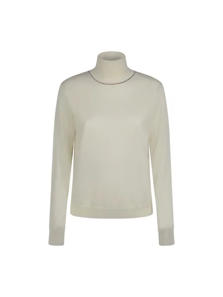 Sweter z golfem Maison Margiela wełniany do golfa beżowy