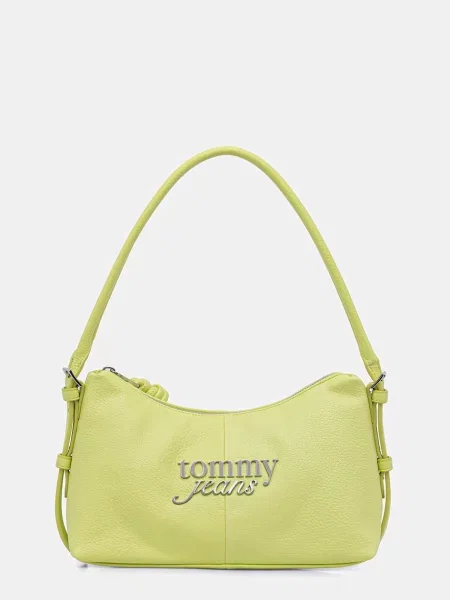 Tommy Jeans μικρή τσάντα γυναικεία από απομίμηση δέρματος πράσινο