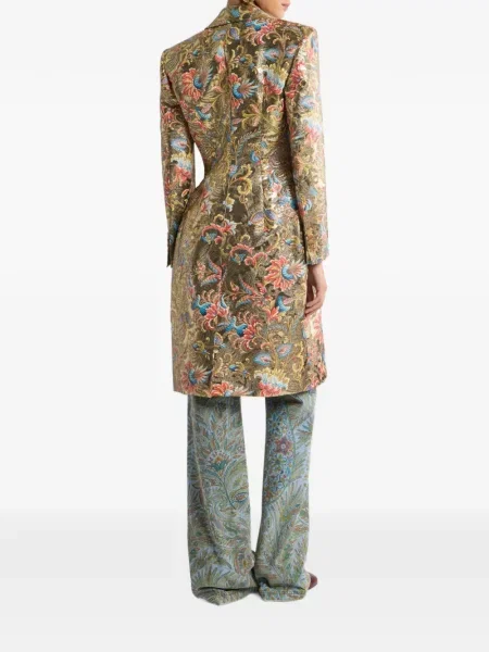 Palton Etro cu model paisley din jacard auriu