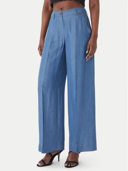 Fracomina Spodnie palazzo Wide Leg niebieski