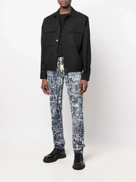 Raštuotos džinsai Philipp Plein mėlyna