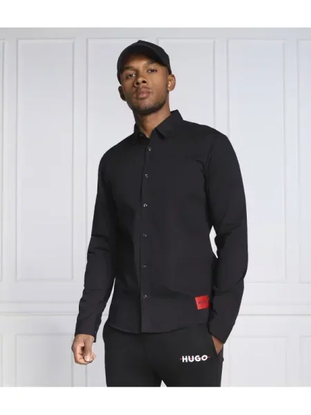 HUGO Cămașă | Extra slim fit | stretch negru