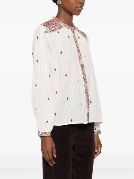 Bluză Maison Hotel cu broderie cu model floral alb