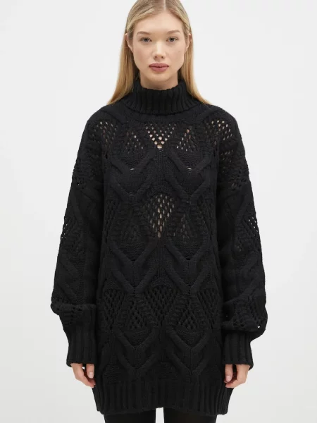 Sportmax sweter wełniany Edicola ciepły z golfem czarny