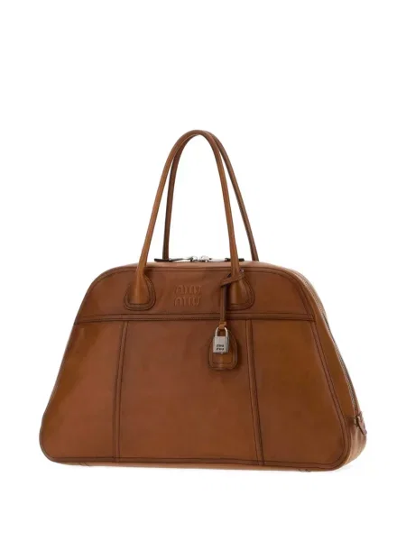 Geantă shopper Miu Miu din piele maro
