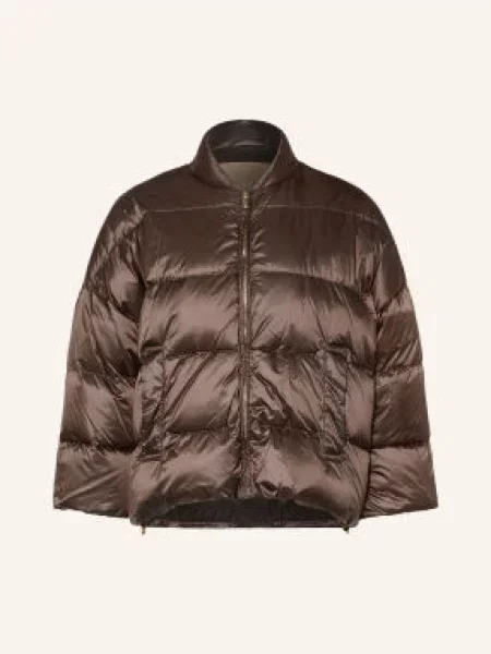 Max Mara The Cube Péřová Bunda Meringa S Rukávy tmavě hnědá