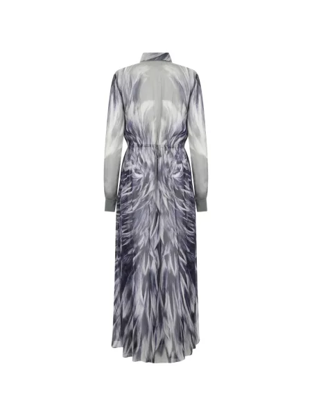 Rochie tip cămașă Alberta Ferretti de mătase cu imagine gri