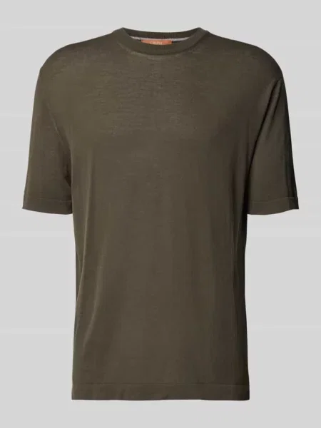 T-shirt z prążkowanym okrągłym dekoltem Cruna