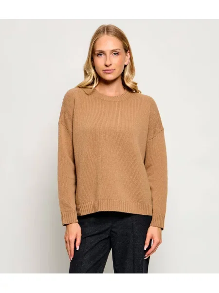Weekend MaxMara Gyapjú kötött pulóver Wkdsibari barna