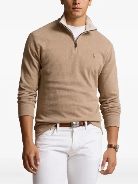 Tricou polo Polo Ralph Lauren cu glugă cu blană cu broderie roșu