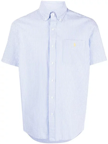 Krátké pruhované tričko Polo Ralph Lauren s výšivkou modré