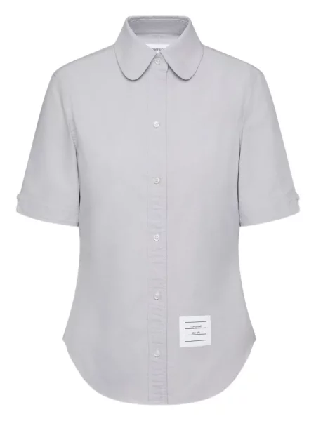 Cămașă Thom Browne din țesătură twill scurtă gri
