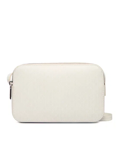 Torbica Calvin Klein Emblem Aop Elongated Camera Bag Écru bež