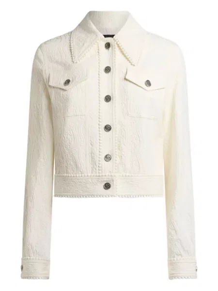 Geacă Etro cu model paisley din jacard alb