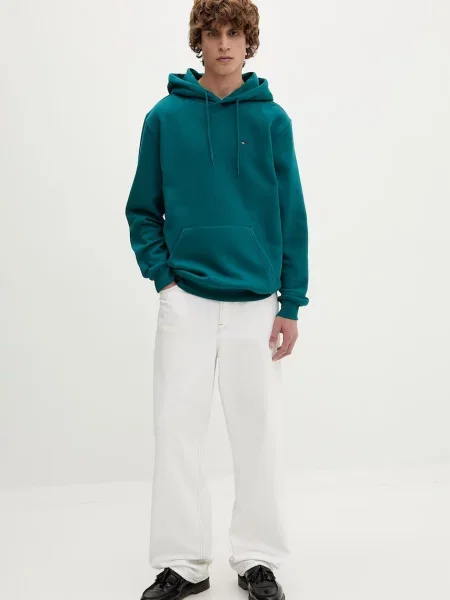 Tommy Jeans pulover s kapuco z bombažem