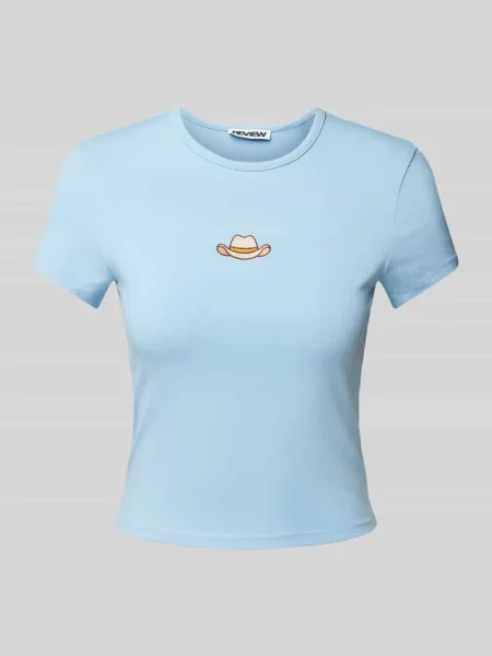 T-shirt z wyhaftowanym logo Review
