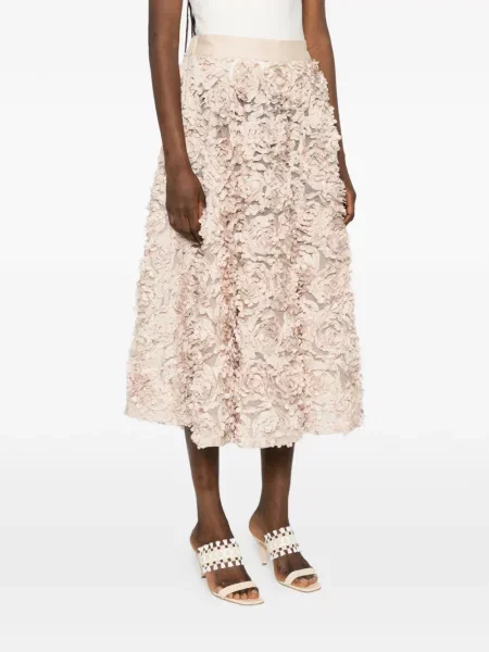 Fustă midi White Sand cu model floral alb