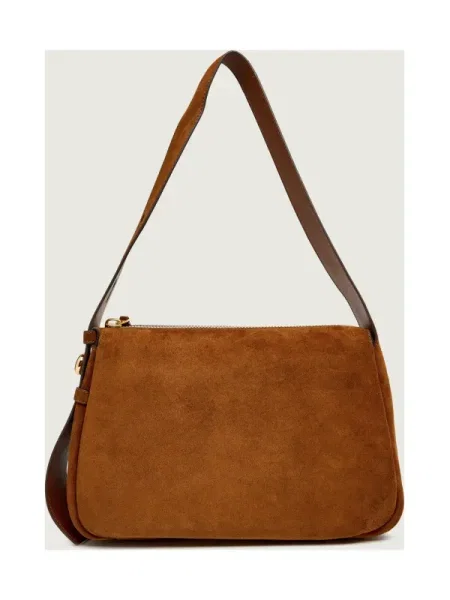 Tory Burch velúr táska Romy Suede Shoulder barna