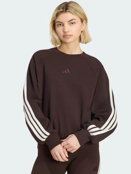 Pruhovaná mikina Adidas Sportswear hnedá