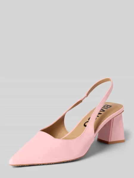 Czółenka slingback z obcasem słupkiem i paseczkami Bianco różowa