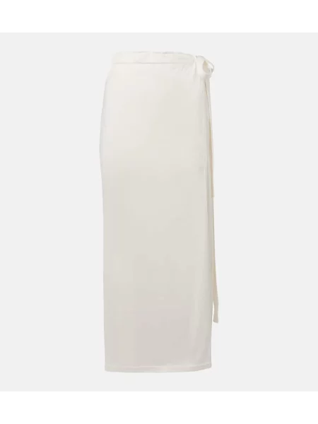Fustă midi Toteme de mătase până la genunchi alb