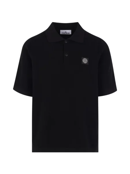 Polo Stone Island cu mâneci scurte cu strasuri scurt negru