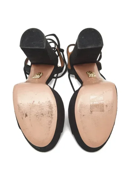 Сандали Aquazzura с връзки с дантела черно