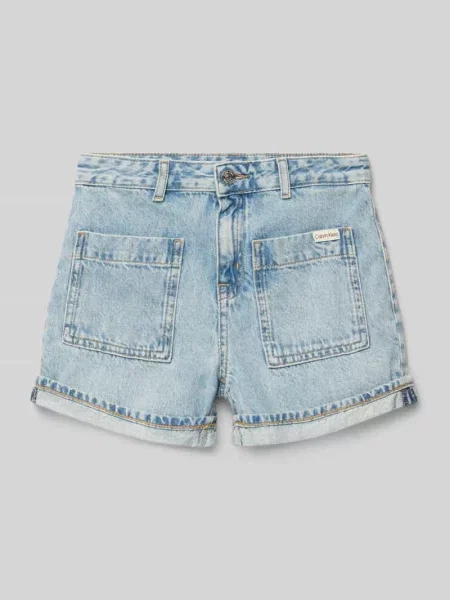 Szorty jeansowe z naszywanymi i Detal z logo Calvin Klein Jeans