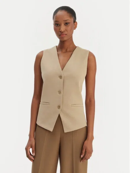 Weekend Max Mara vestă POGGIO un singur rând de bej